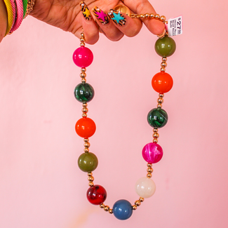 Rainbow Round Bead Necklace