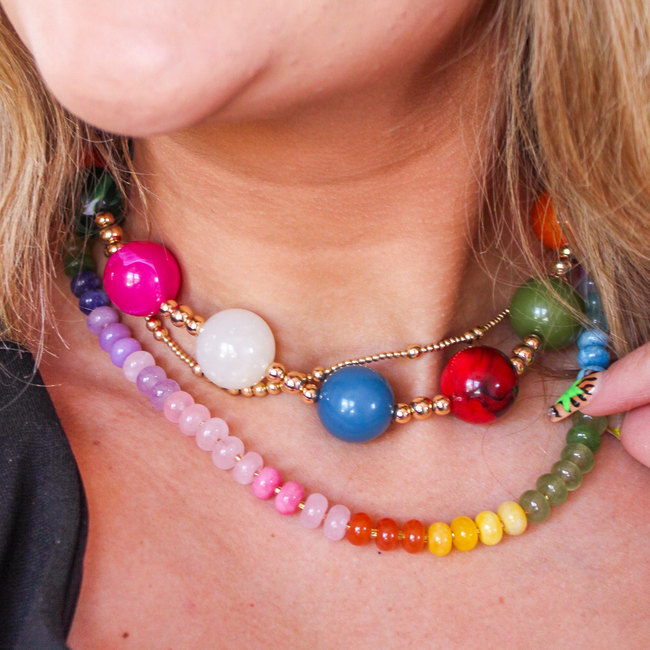 Rainbow Round Bead Necklace