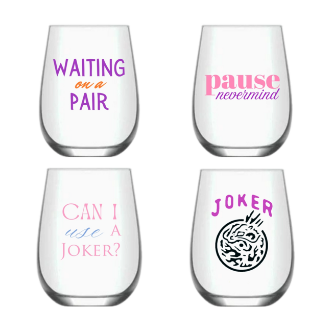 Mahjong Stemless Set Plastic Wine Glasses