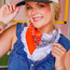 Colorblocked Gameday Bandana w/ Eyelet- Orange & White