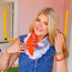 Colorblocked Gameday Bandana w/ Eyelet- Orange & White