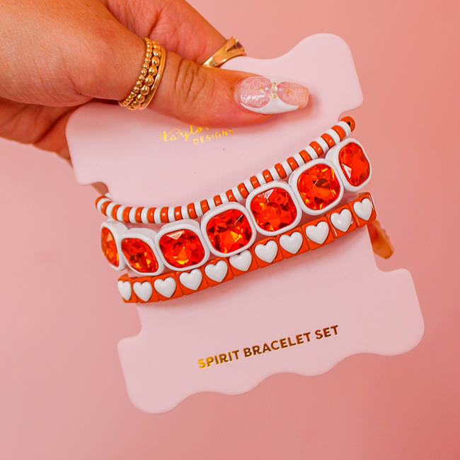 Spirit Bracelet Set- Orange and White