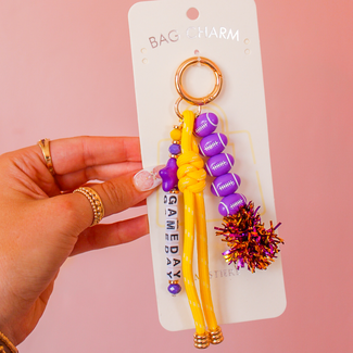 Gameday Bag Charm - Purple & Gold