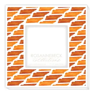 Rosanne Beck Collections Bright Orange State of Tennessee Pattern Frame 4x4-White