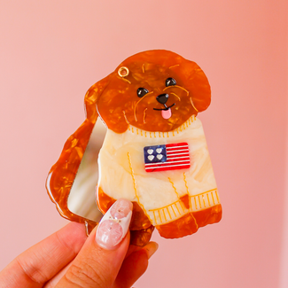 Solar Eclipse Americana Puppy Compact Mirror