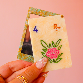 Solar Eclipse Flower Mahjong Compact Mirror