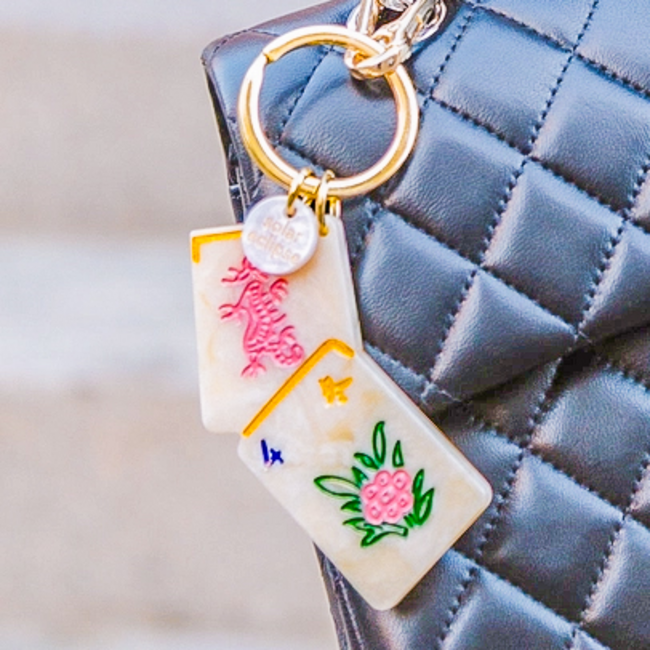 Flower Mahjong Bag Charm + Keychain