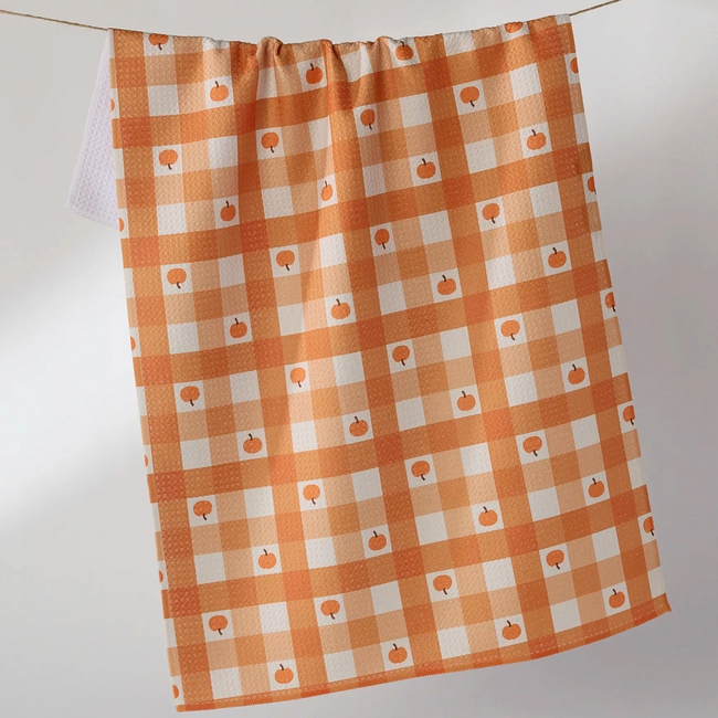 Geometry Pumpkin Check Tea Towel
