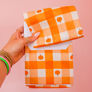 Geometry Geometry Pumpkin Check Tea Towel