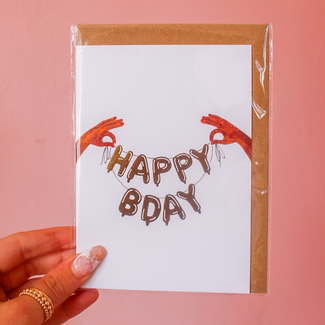 All The Way To Says Gold Bday Ballons Card
