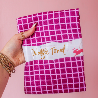 doe a deer Purple Grid Waffle Towel