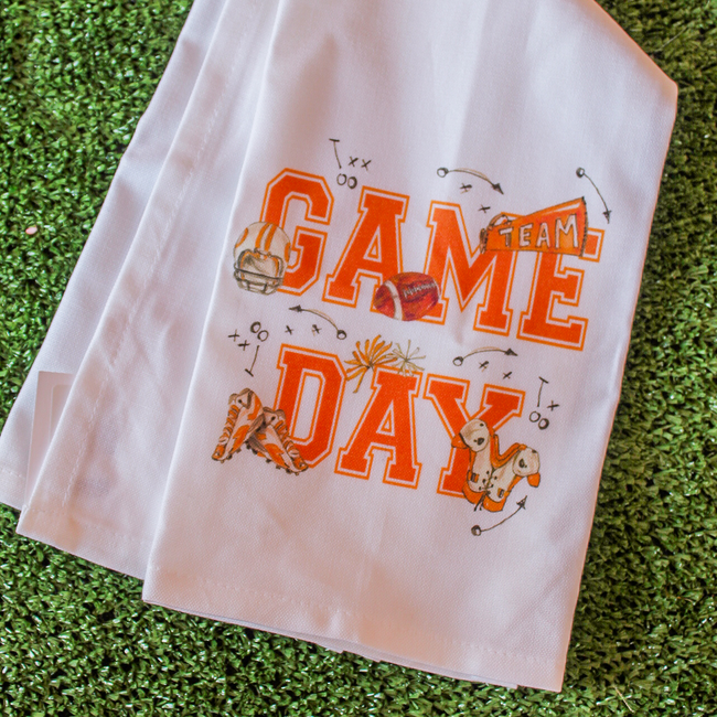 Orange Game Day Icons Kitchen Towel