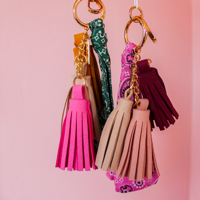Paisley Bag Charm Pink