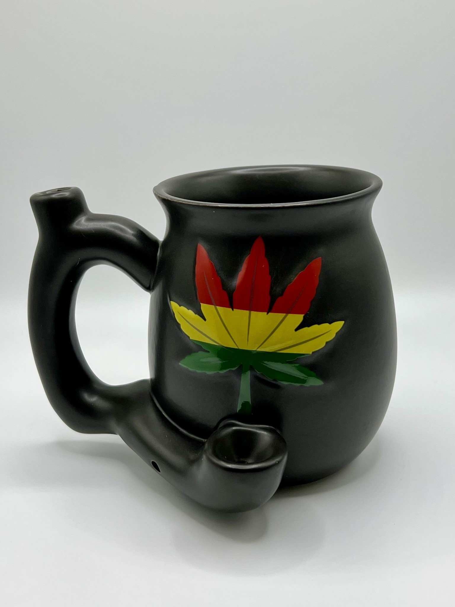 Black Ceramic Mug with Leaf Black Ceramic Mug  With Leaf