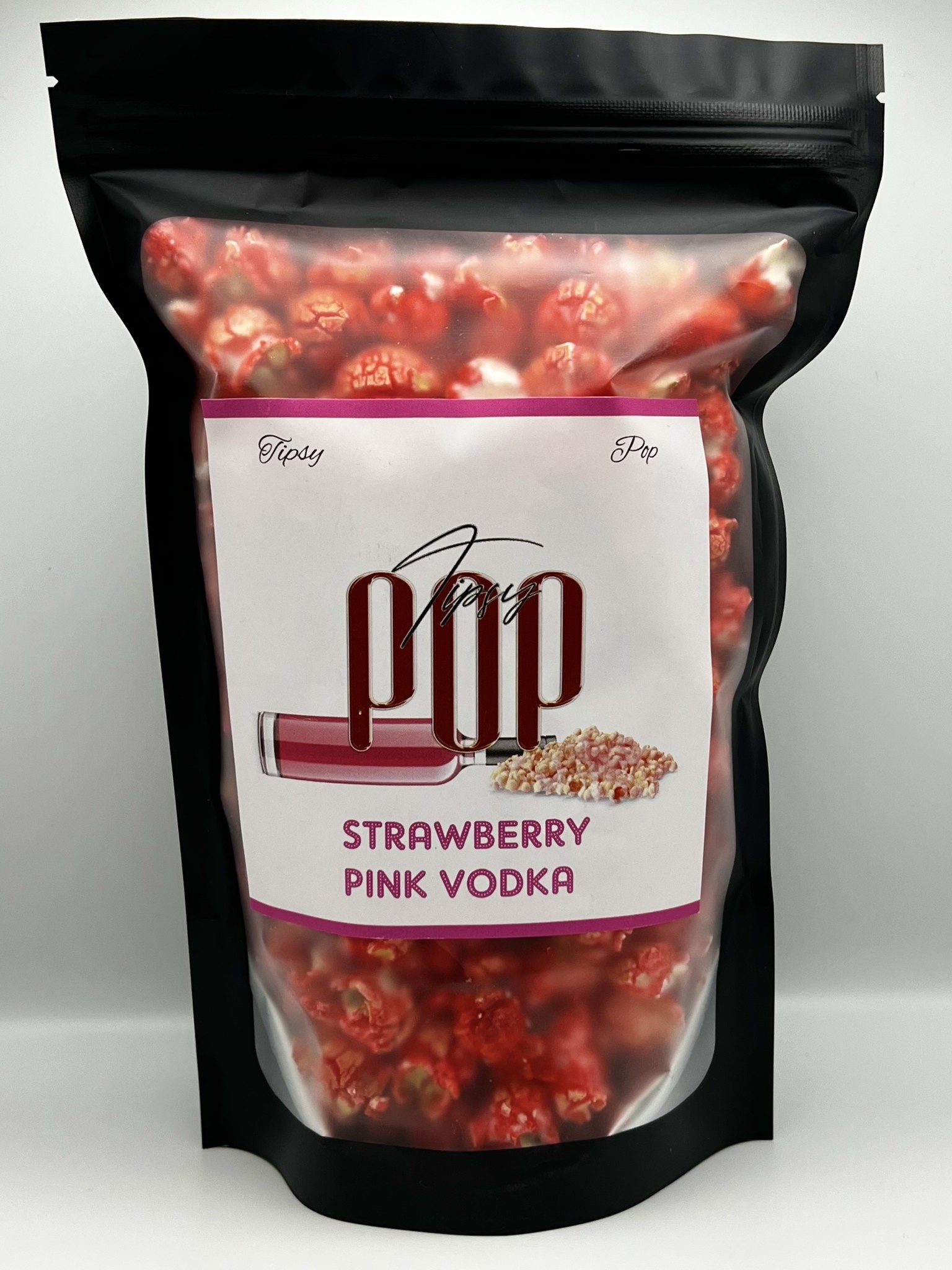 Tipsy Pop Alcohol Infused Popcorn - Strawberry Pink Vodka Tipsy Pop Alcohol Infused Popcorn - Strawberry Pink Vodka