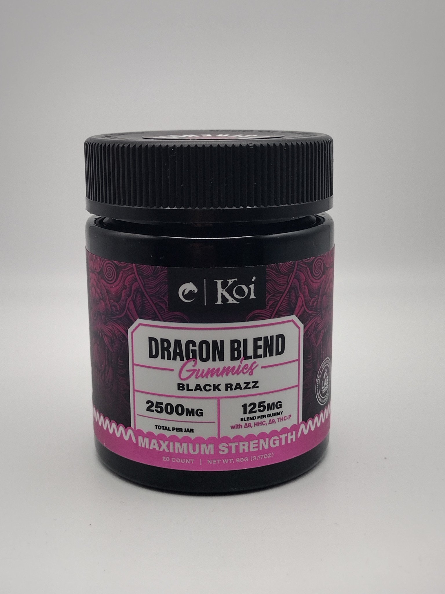 Koi Dragon Blend D8-HHC-D9-THC-P Gummies 2500mg Black Razz Koi Dragon Blend D8-HHC-D9-THC-P Gummies 2500mg Black Razz