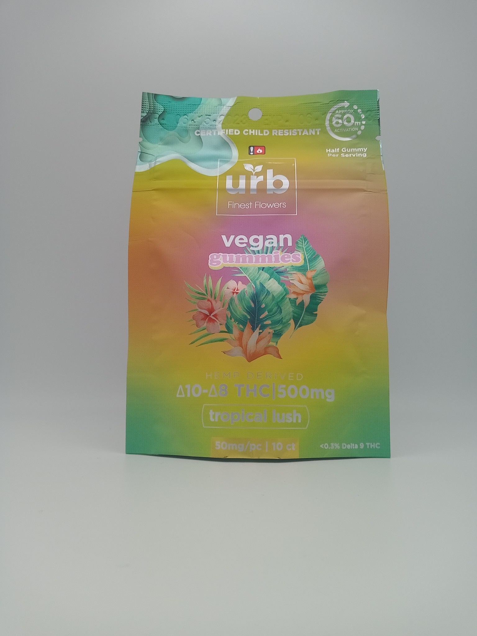 Urb Urb D8 + D10 Vegan Gummies 500mg Gummies Tropical Lush Urb Urb D8 + D10 Vegan Gummies 500mg Gummies Tropical Lush