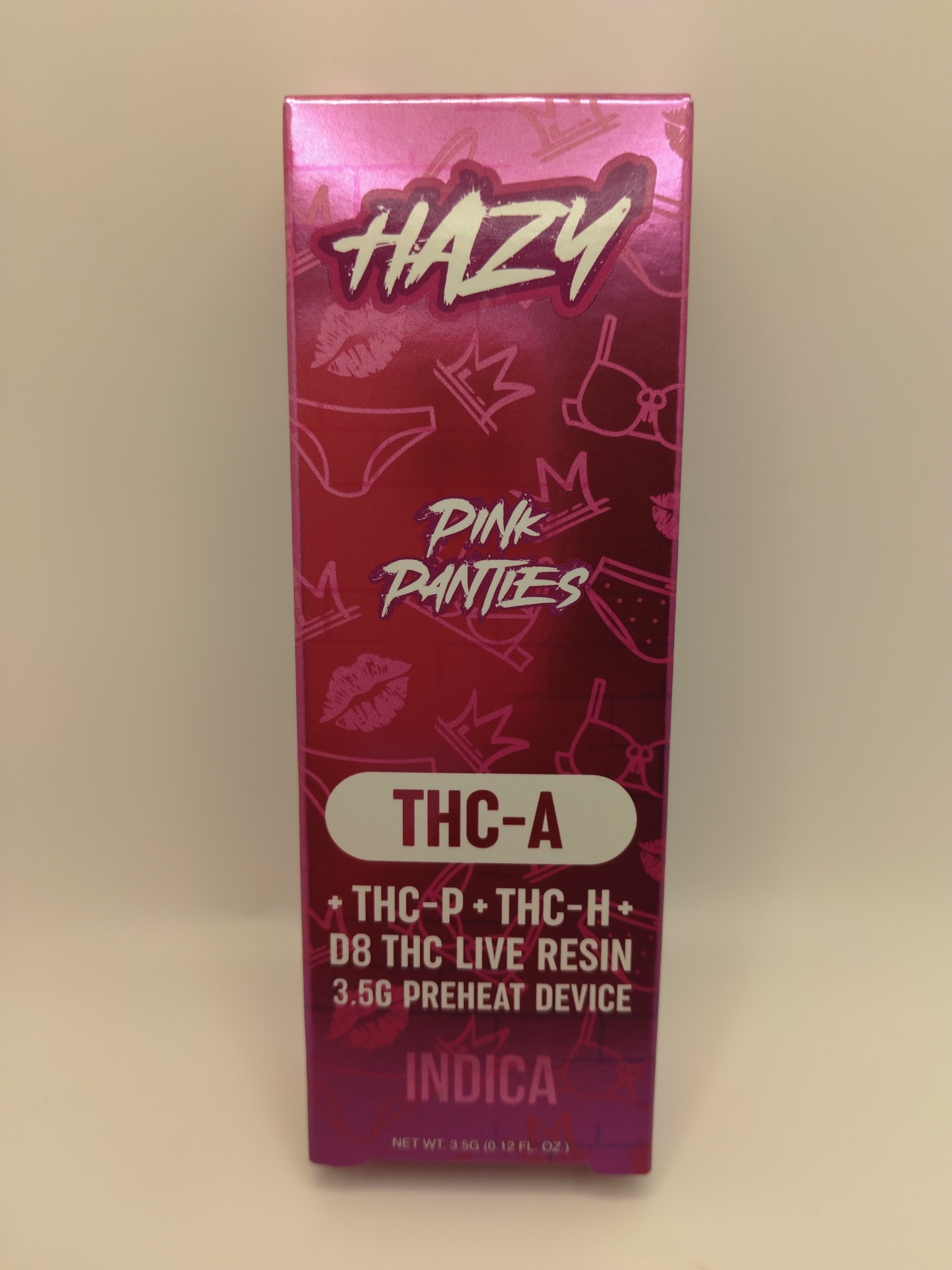 Hazy Hazy 3.5g THC-A THC-P THC-H D8 Disposable Vape - Pink Panties - Indica Hazy Hazy 3.5g THC-A THC-P THC-H D8 Disposable Vape - Pink Panties - Indica