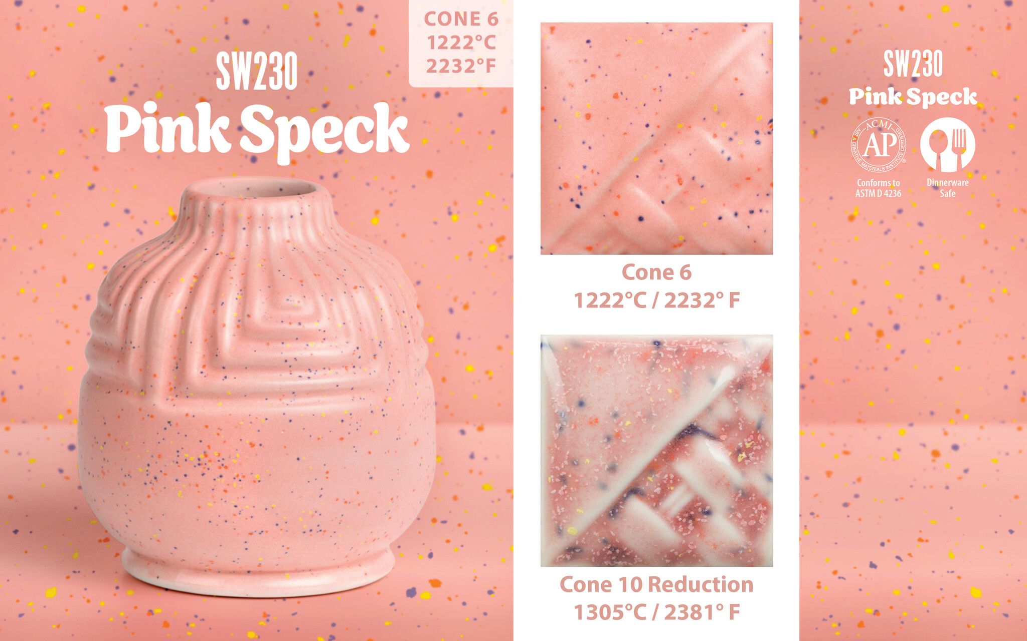 Mayco SW-230 Pink Speck Stoneware Pint