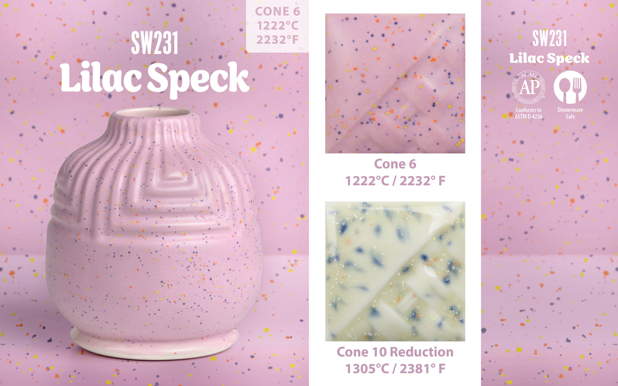 Mayco SW-231 Lilac Speck Stoneware Pint