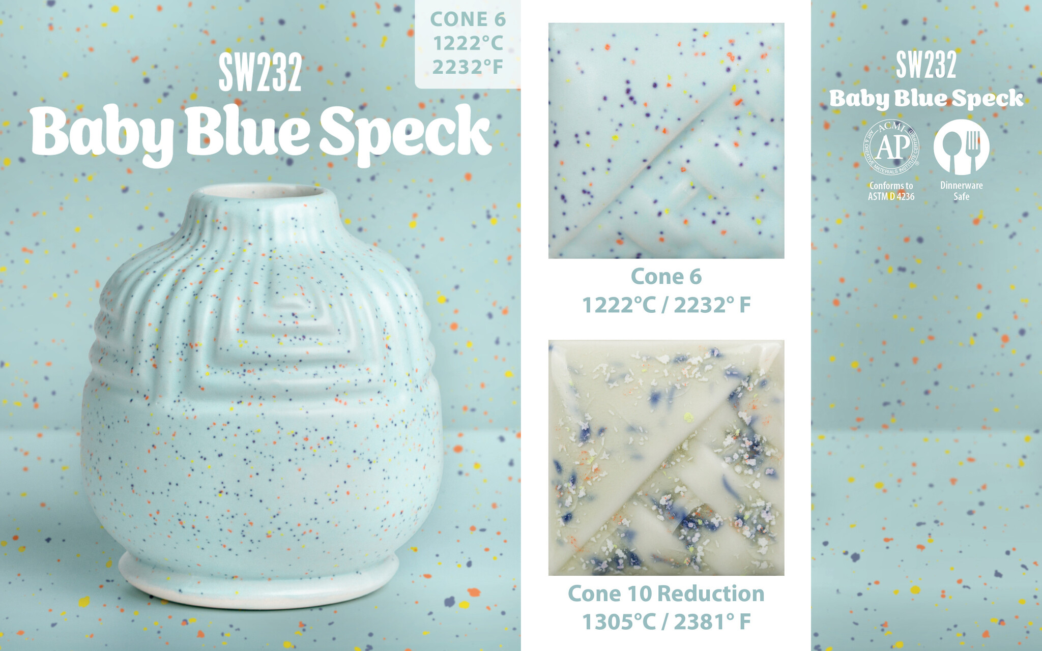 Mayco SW-232 Baby Blue Speck Stoneware Pint