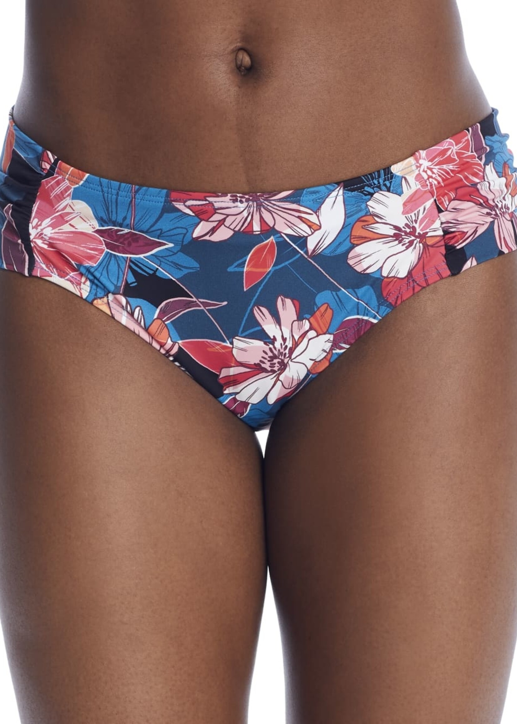 Panache Anya Gathered Brief- Blue/Floral