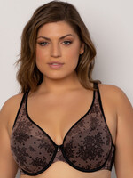 Curvy Couture Sheer Mesh Plunge T-shirt Bra
