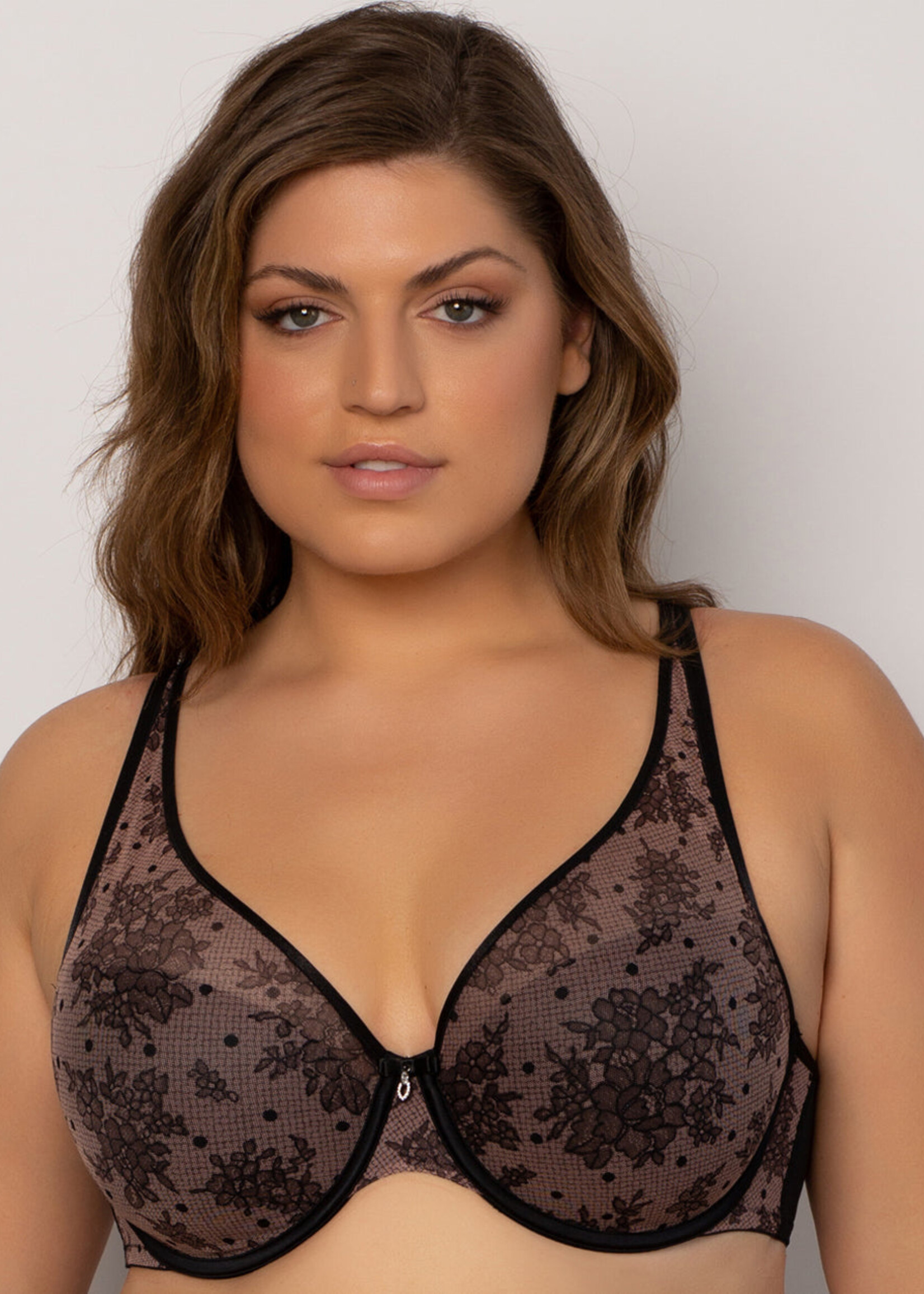 Curvy Couture Sheer Mesh Plunge T-shirt Bra