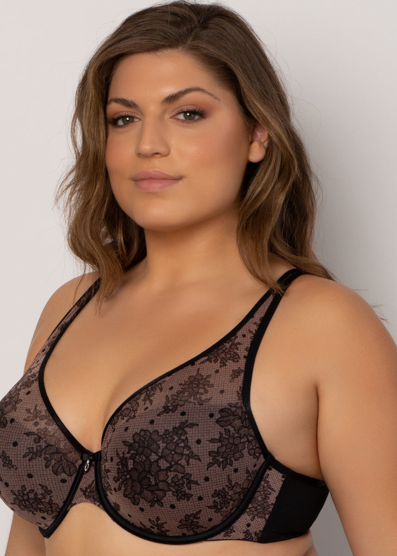 Curvy Couture Sheer Mesh Plunge T-shirt Bra