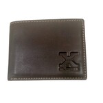 Bi-fold Brown Leather Wallet - Embossed with X