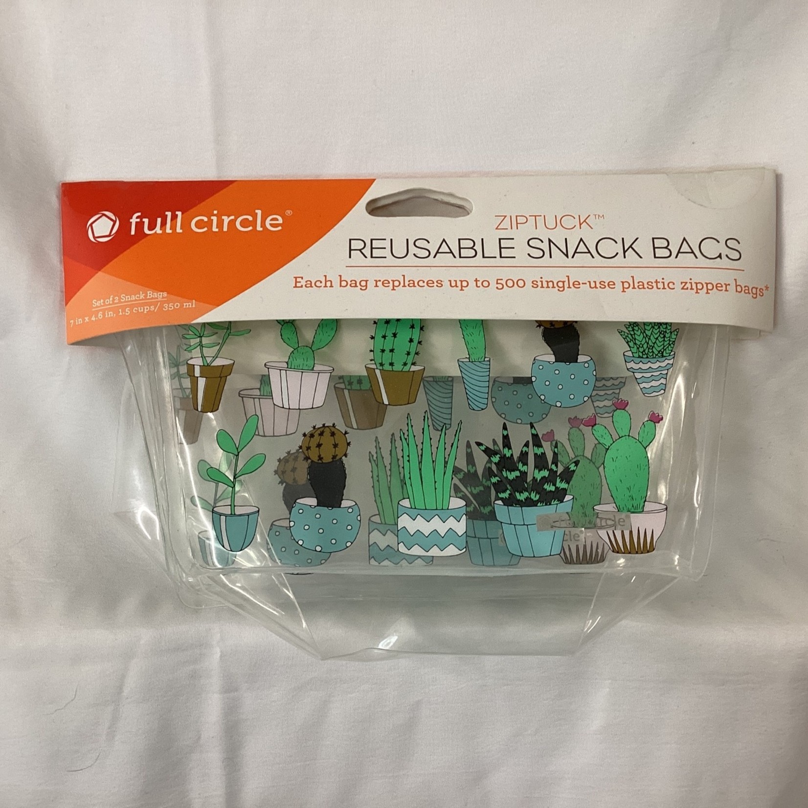 Full Circle Full circle Ziptuck Reuseable Snack Bags Cactus