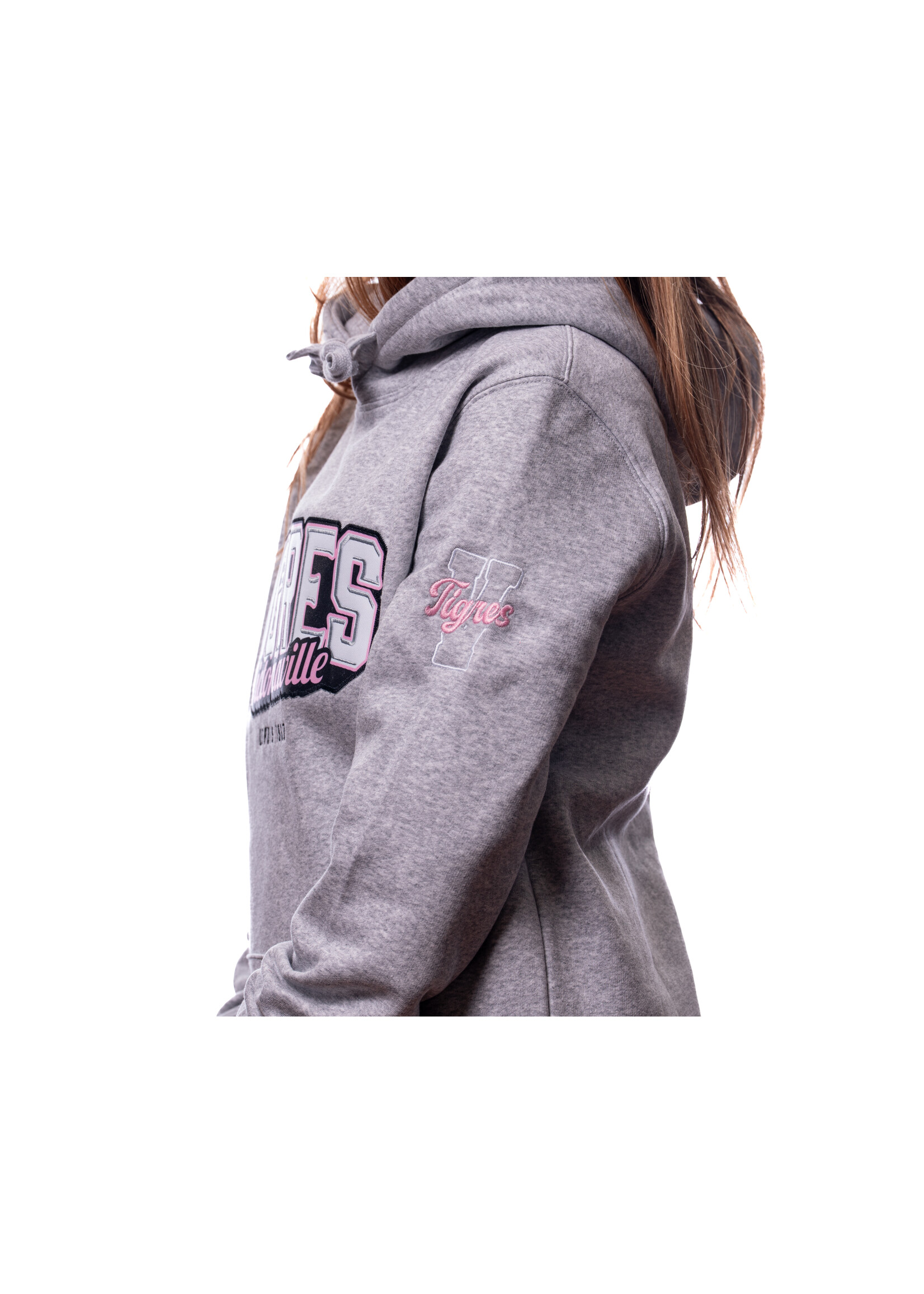 hotline Coton ouaté gris broderie rose