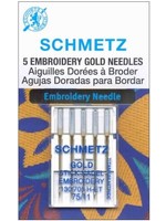 Schmetz Needles Schmetz - Gold Titanium Machine Embroidery Needles 11/75 - 5 Pack