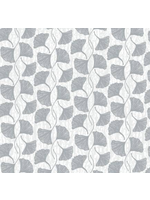 Windham Fabrics Maker's Collage - Grey Ginko Leaves- Per 1/2 Meter