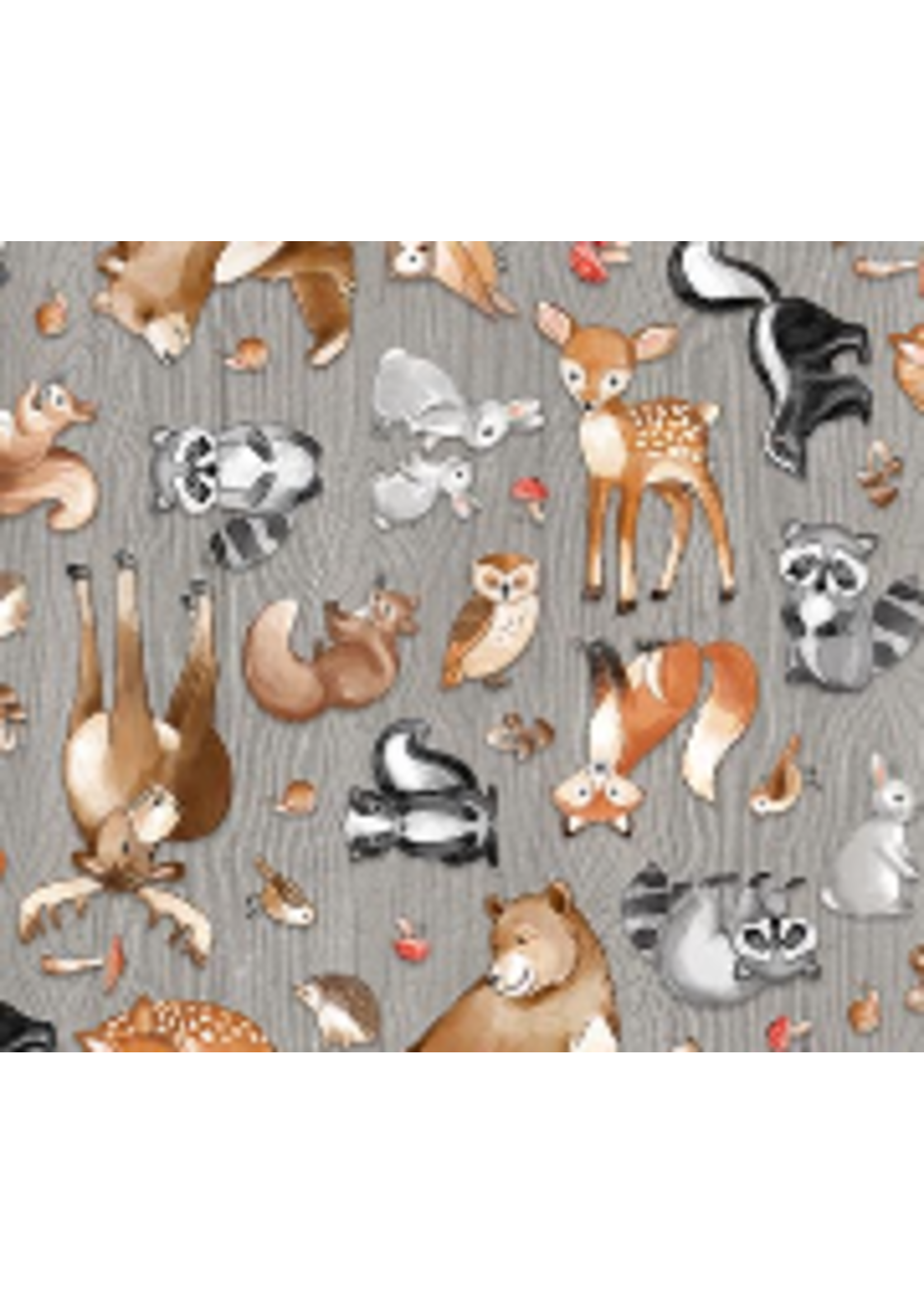 Woodland Adventures-mid gray multi- per 1/2 meter