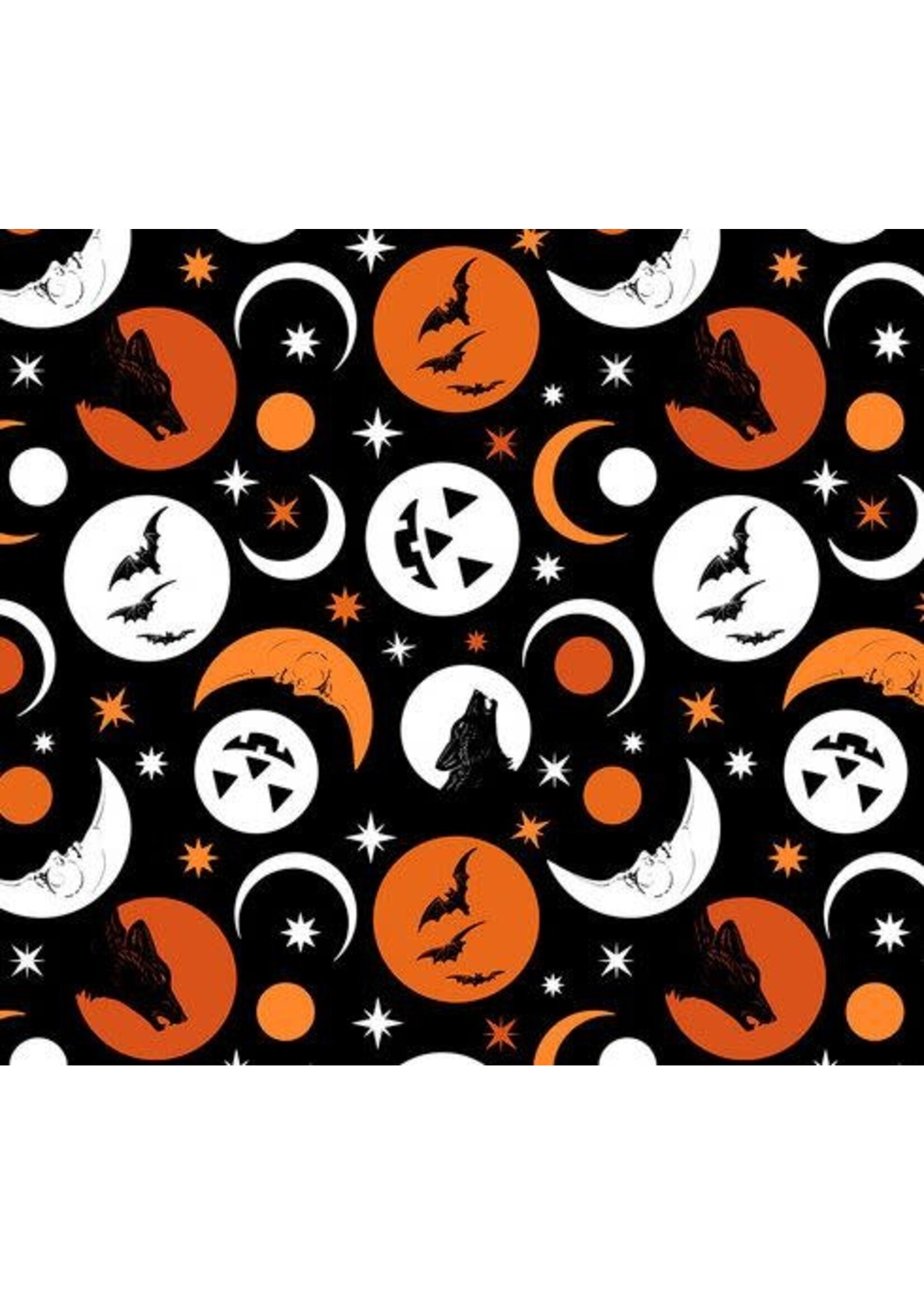 FreeSpirit Fabrics Howl at the moon- Black