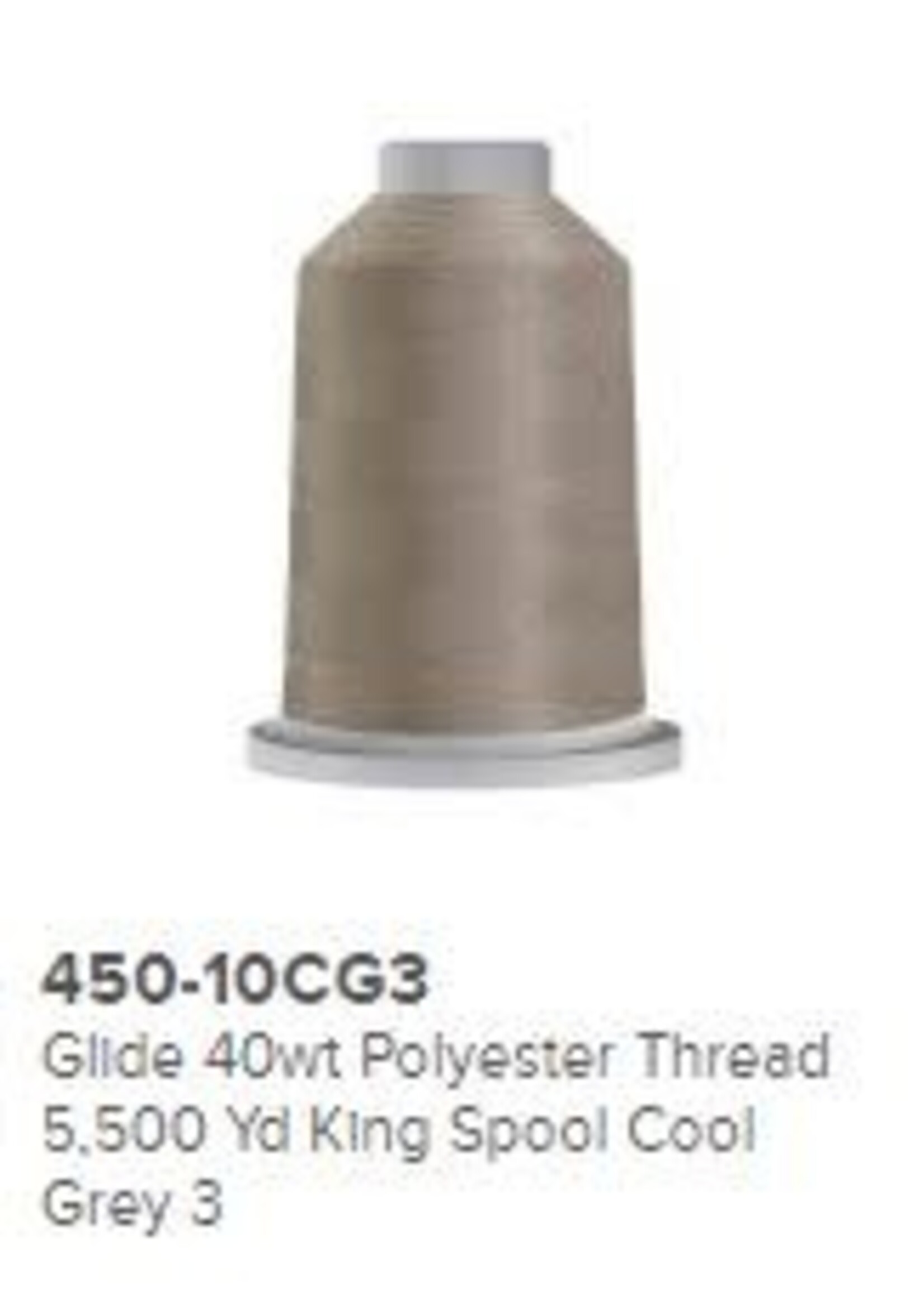Glide Glide 40wt Polyester Thread 5,500 yd King Spool Cool Grey 3 # 450-10CG3