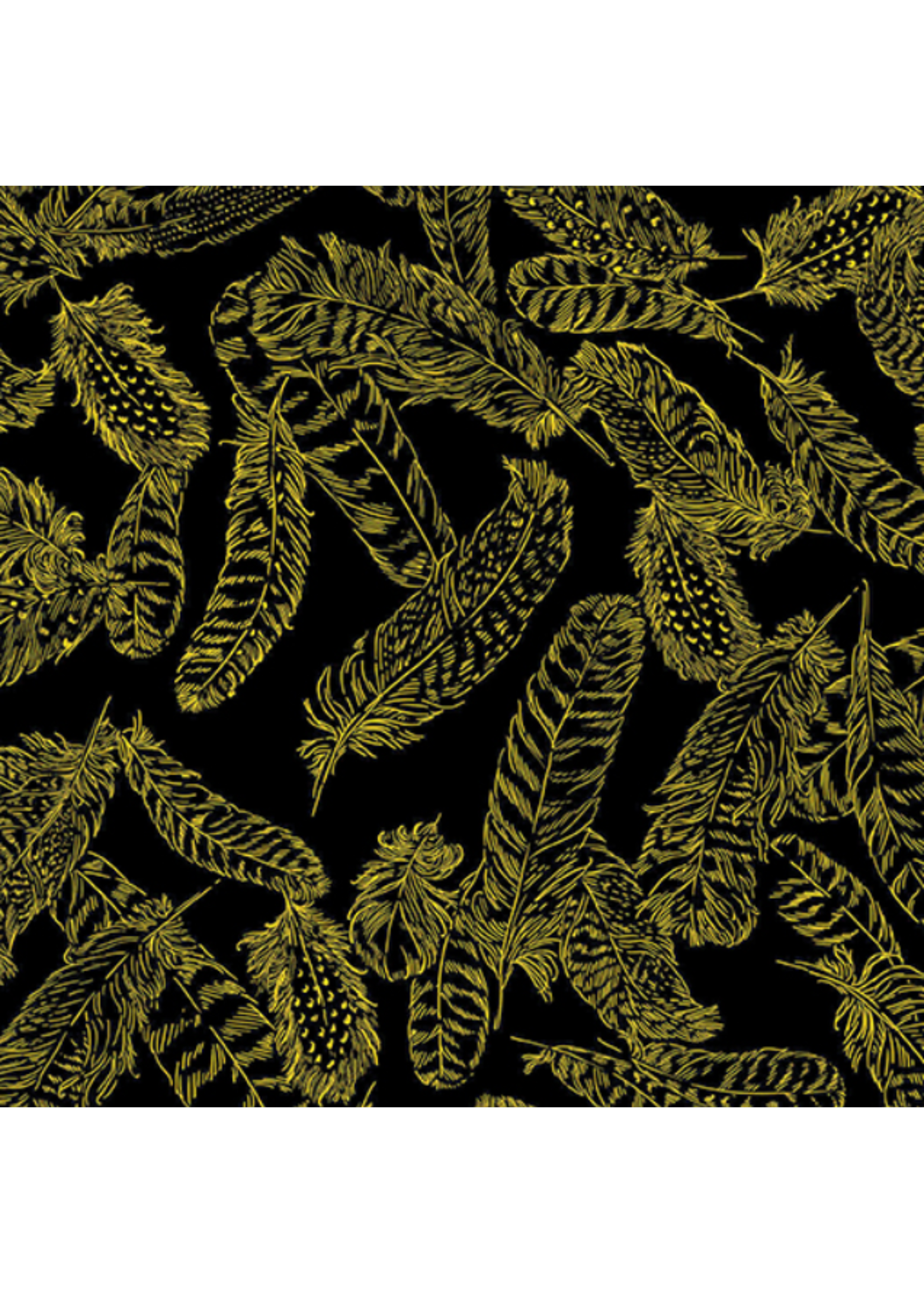 Gilded Feathers- Black/Gold- Per 1/2 Meter