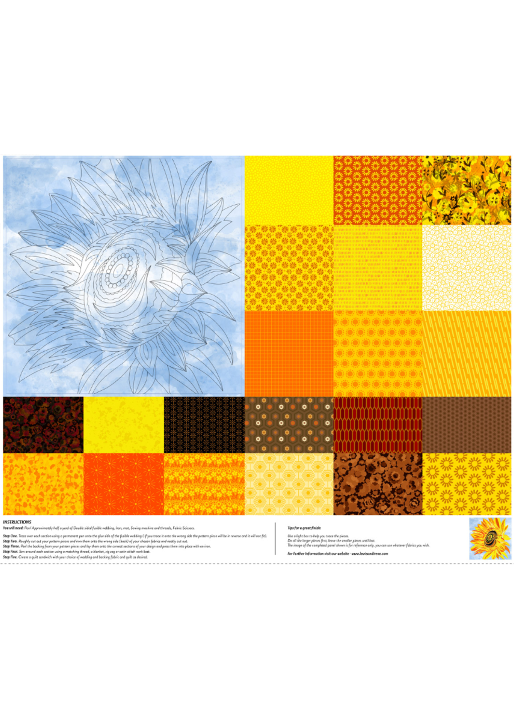Lewis & Irene Fabrics The Flower Collection- Sunflower- Per Panel