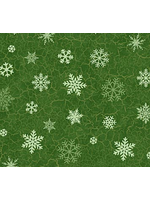 Northcott Beary Merry Christmas- Green Snowflake-Per 1/2 Meter