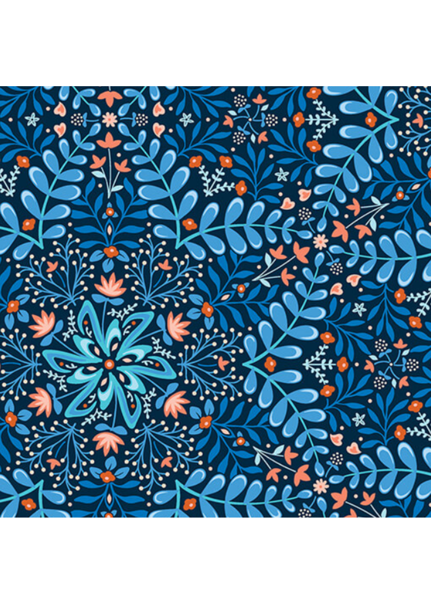 Benartex Flora & Fauna-Midnight- Sapphire    1 unit = 10 cm =4 inches