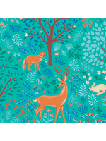 Benartex Flora & Fauna-Midnight- Turquoise   1 unit = 10 cm =4 inches