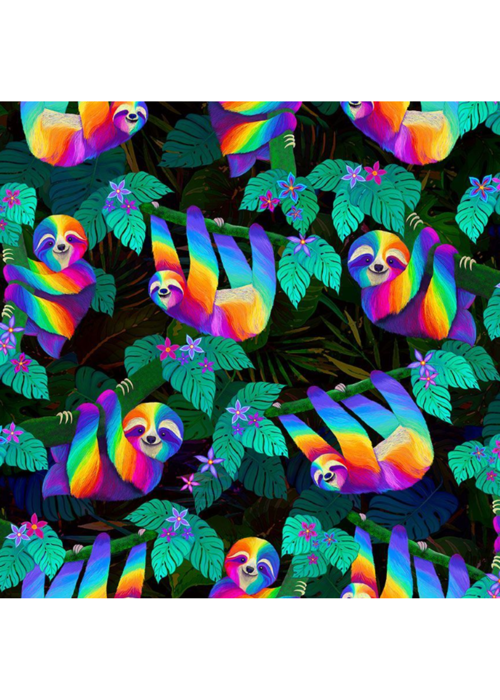 Timeless Treasures Slow & Steady- Sloth- Per 1/2 Meter