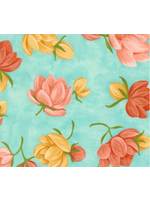 Moda Kindred- Aqua Flowers