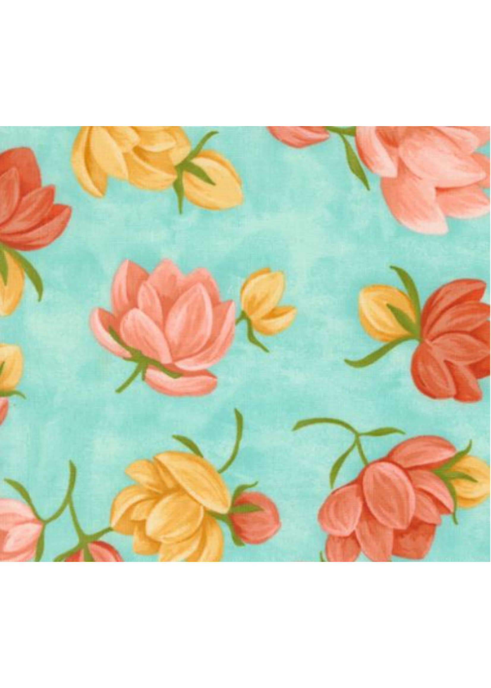 Moda Kindred- Aqua Flowers
