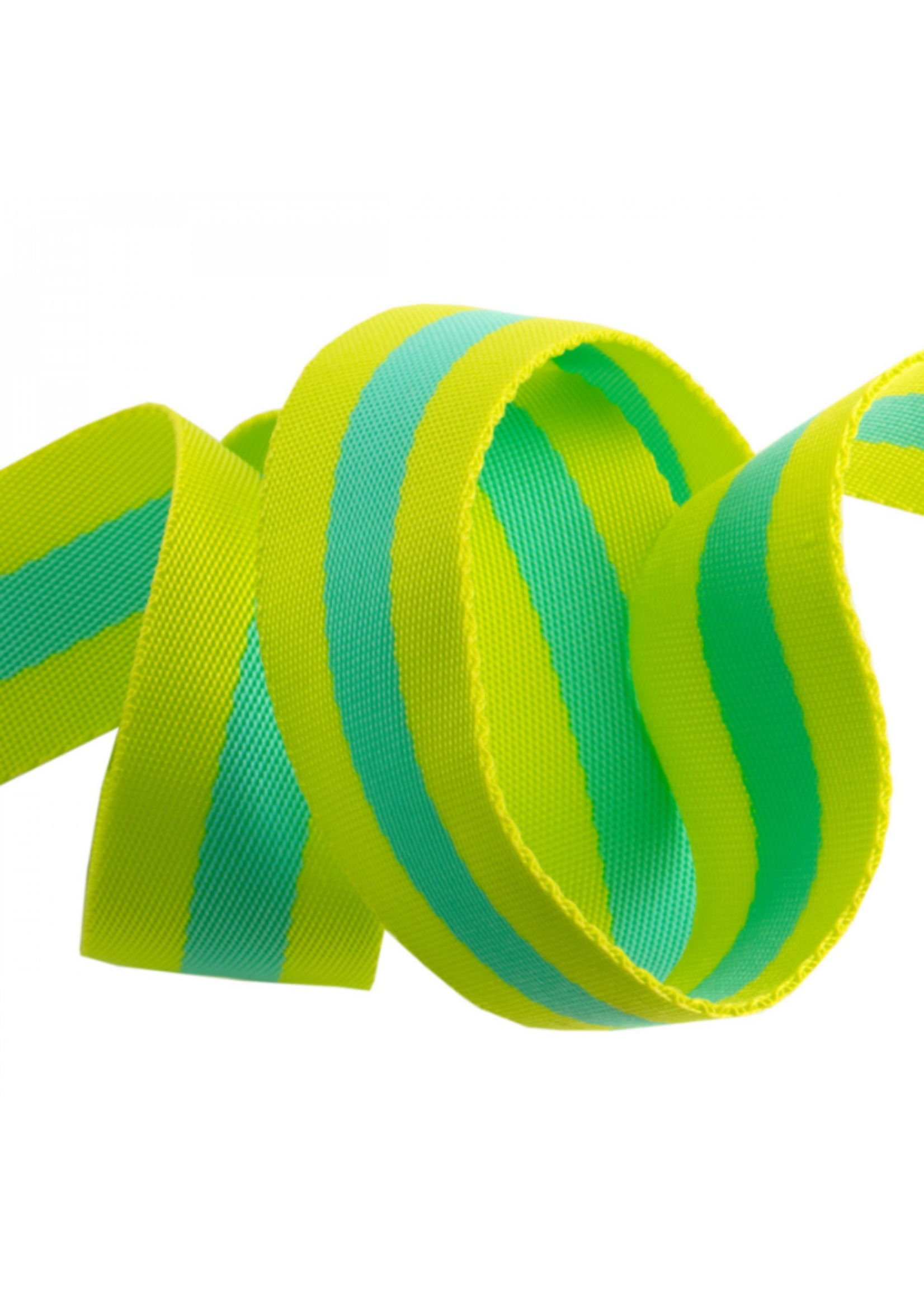 Tula Pink Tula Pink - Striped Webbing - Lime Zest - Renaissance Ribbons - 1.5in wide - 2yrd