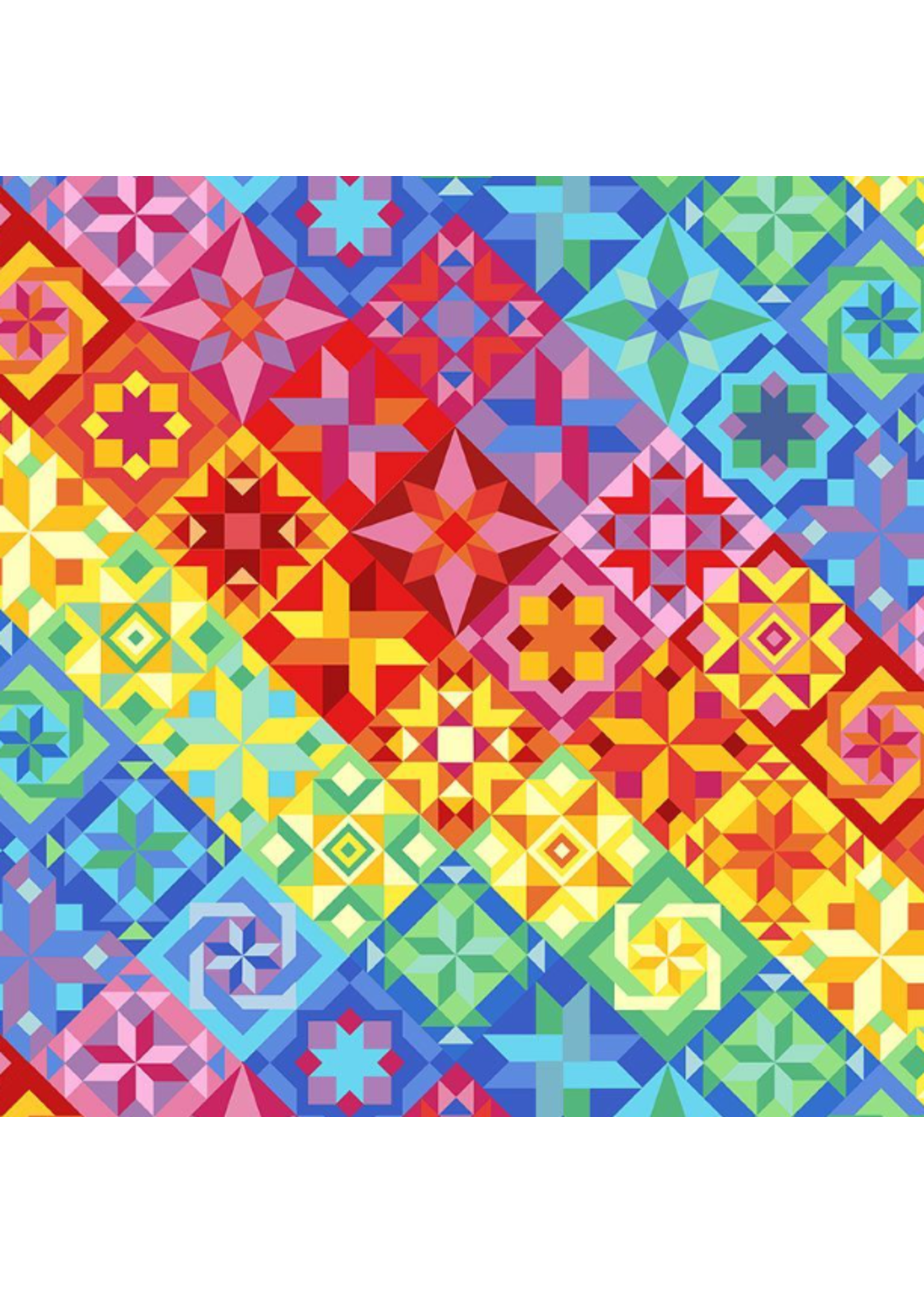 Timeless Treasures Sew Strong Bright Quilt Pattern -Per 1/2  Meter