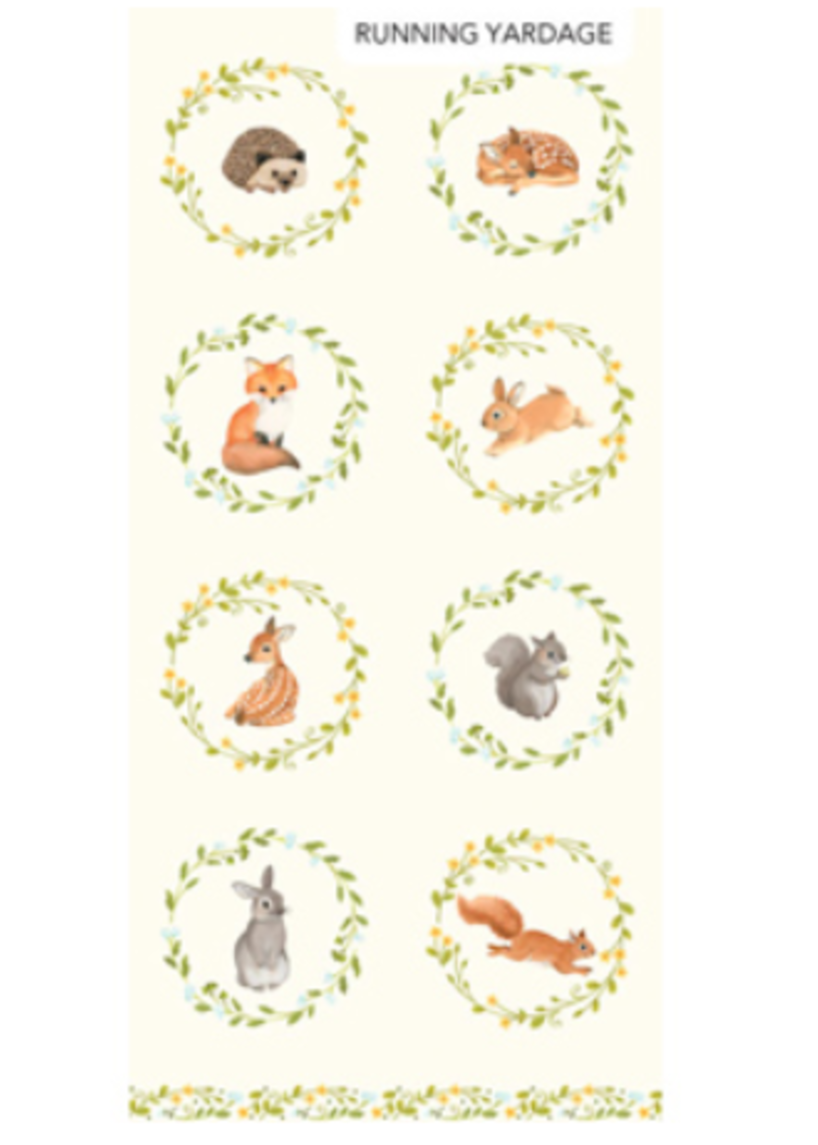 Northcott WOODLAND BABES CREAM MULTI PER 1/2 METER