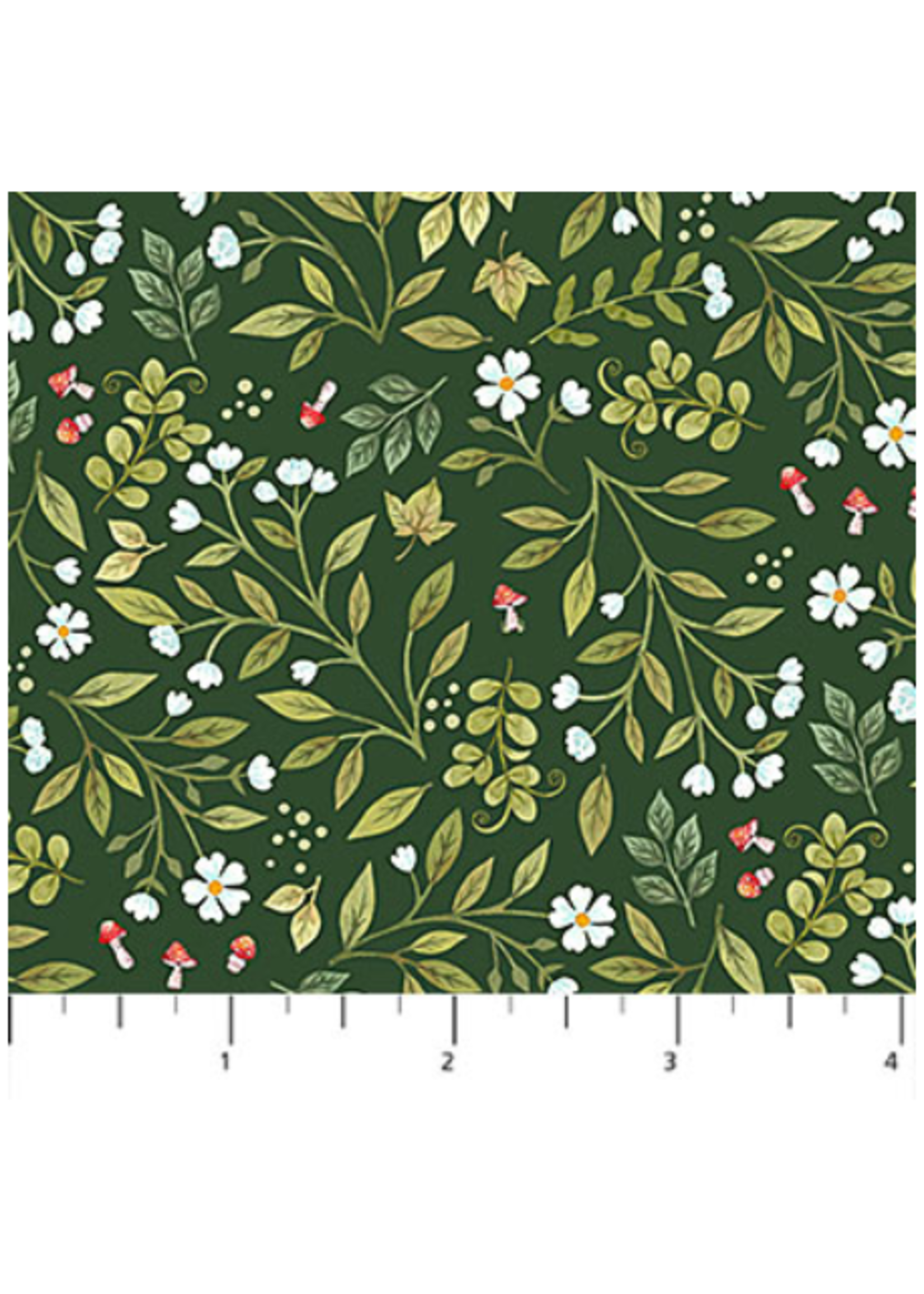 Northcott WOODLAND BABES DK GREEN MINI FLOWER  PER 1/2 METER