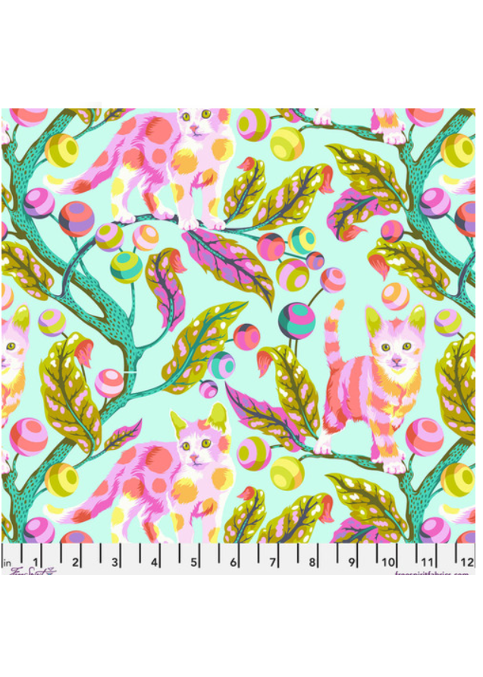 FreeSpirit Fabrics TABBY ROAD  DISCO TECHNOMINT  PER 1/2 METER